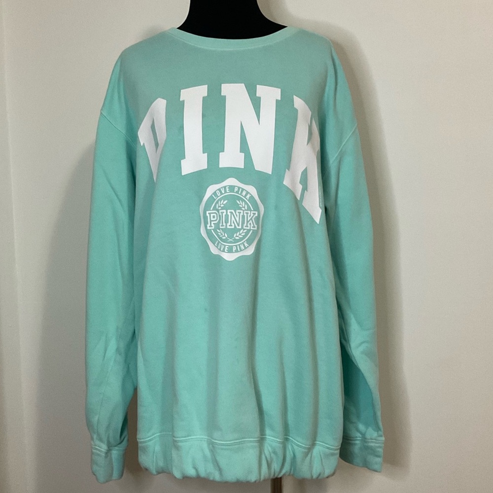 LOVE PINK Victoria’s Secret Mint/Aqua Blue Crewneck Sweatshirt